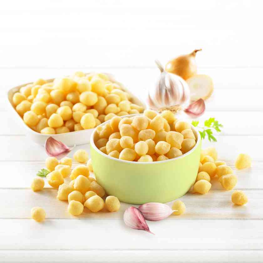BIO Dinkel-Knabber-Backerbsen Knoblauch-Zwiebel, 100 g