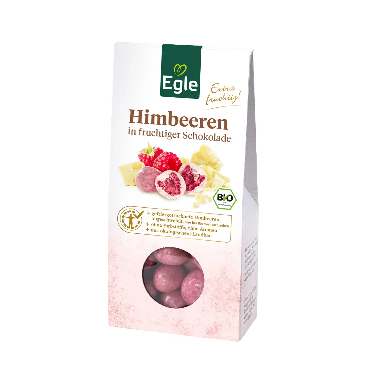 BIO Himbeeren in fruchtiger Schokolade, 90 g