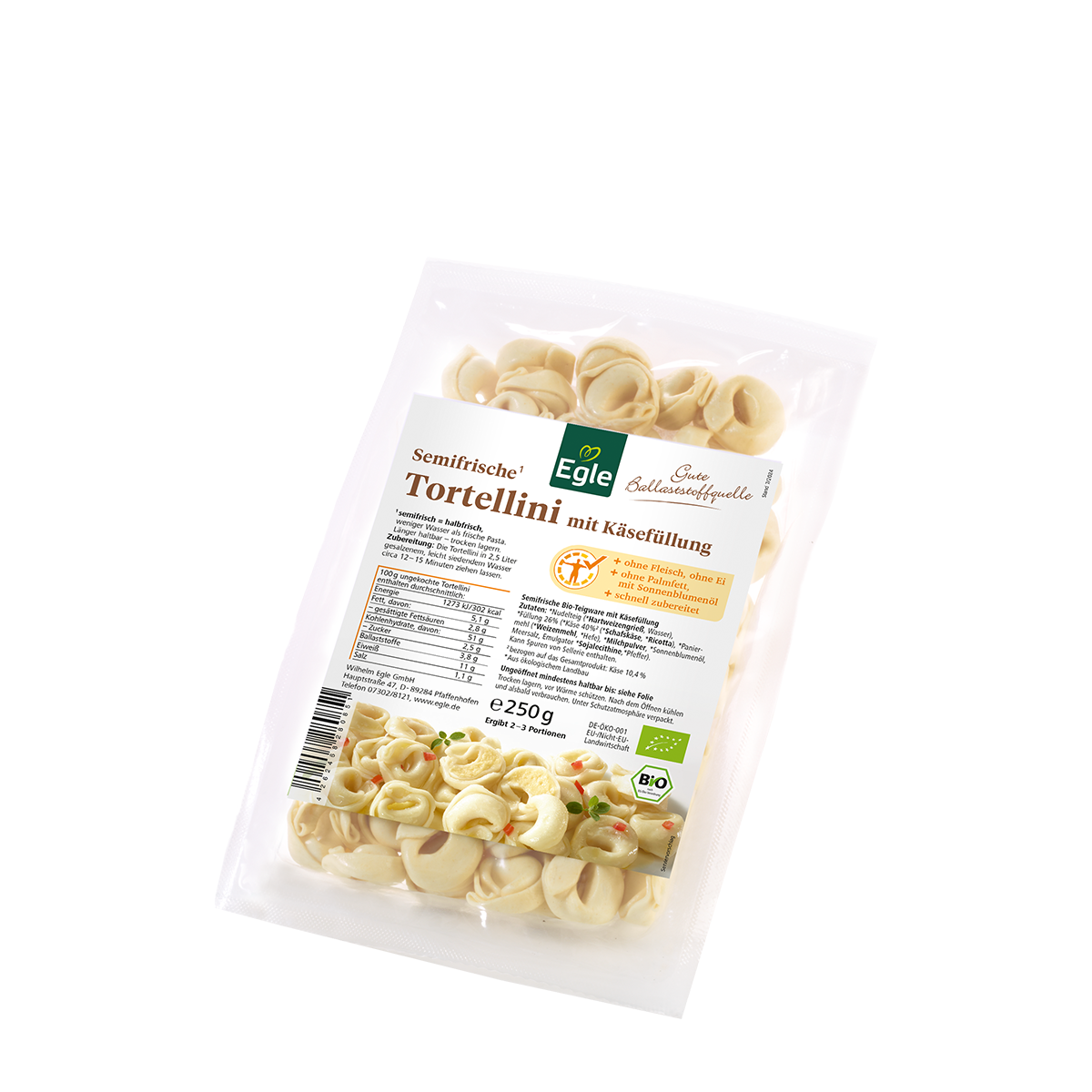BIO Tortellini mit Käsefüllung, 250 g
