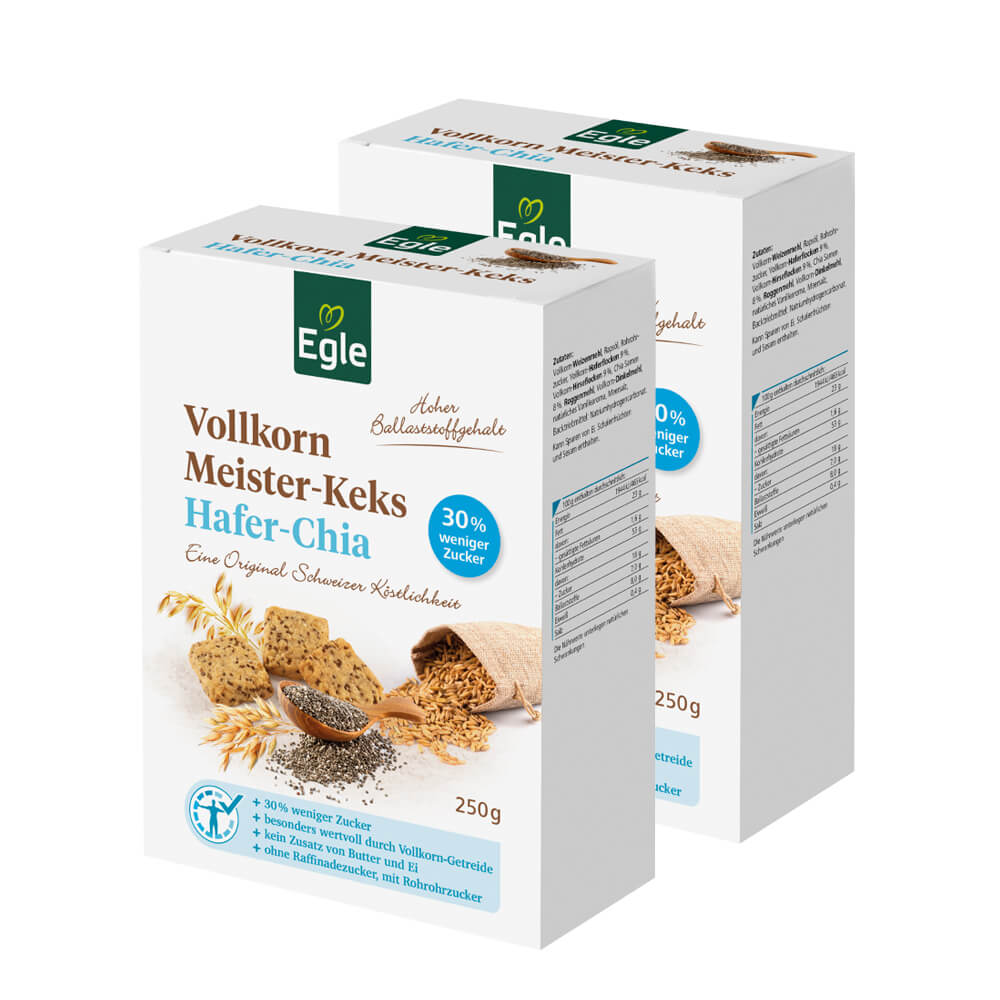 Vollkorn Meister-Keks Hafer-Chia 2 x 250 g Vollkorn Meister-Keks Hafer-Chia 2 x 250 g