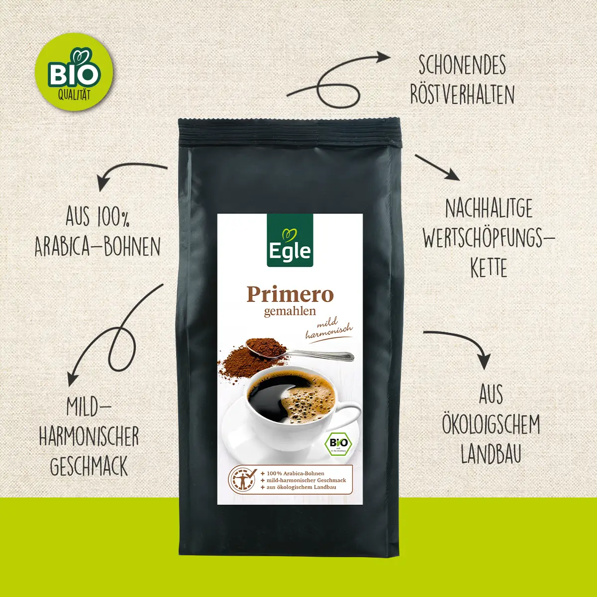 Bio Kaffee "Primero" Arabica gemahlen, 250 g