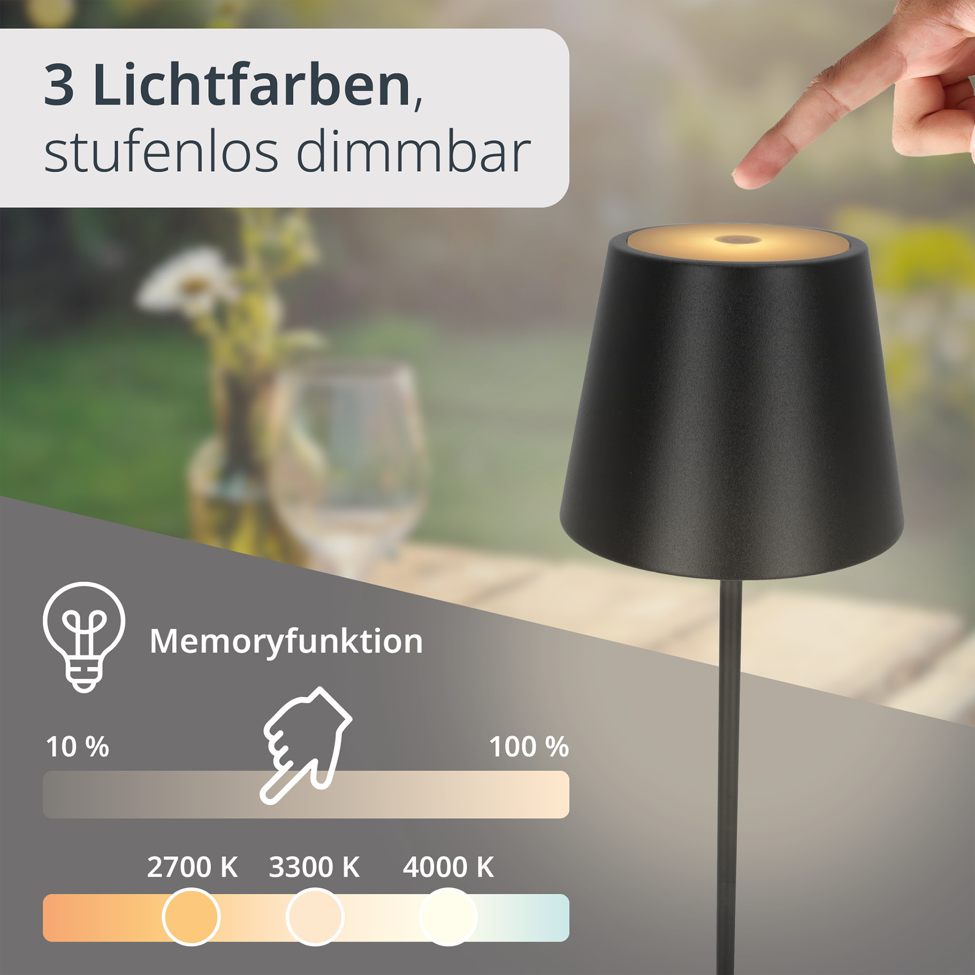 LED-Akku-Tischleuchte mit USB-Ladekabel