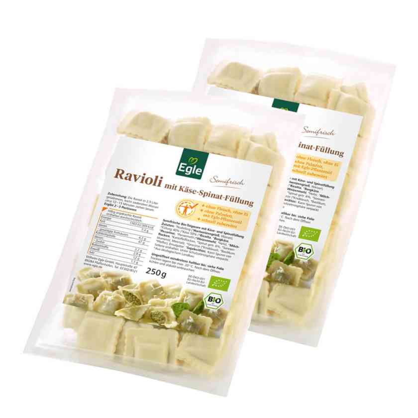 BIO Ravioli mit Käse-Spinat-Füllung, 2 x 250 g