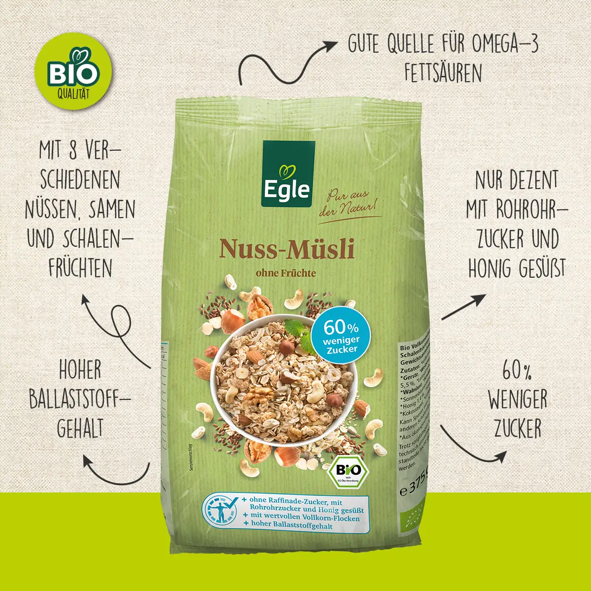 Bio Nuss-Müsli, 375 g