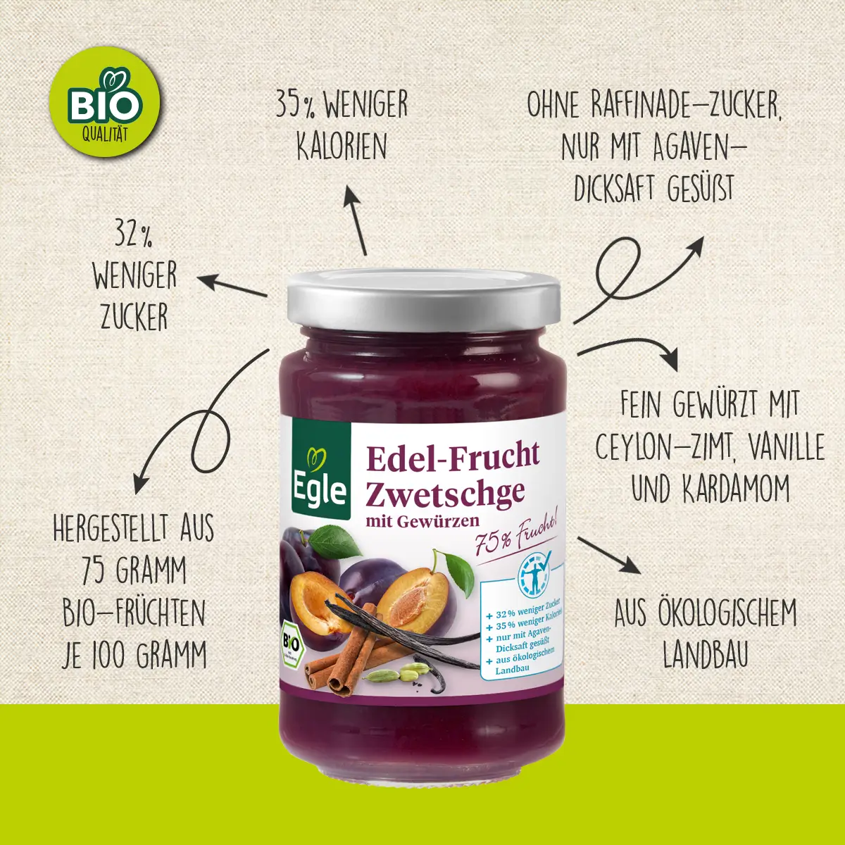 Bio Edel-Frucht Zwetschge mit Gewürzen, 250 g