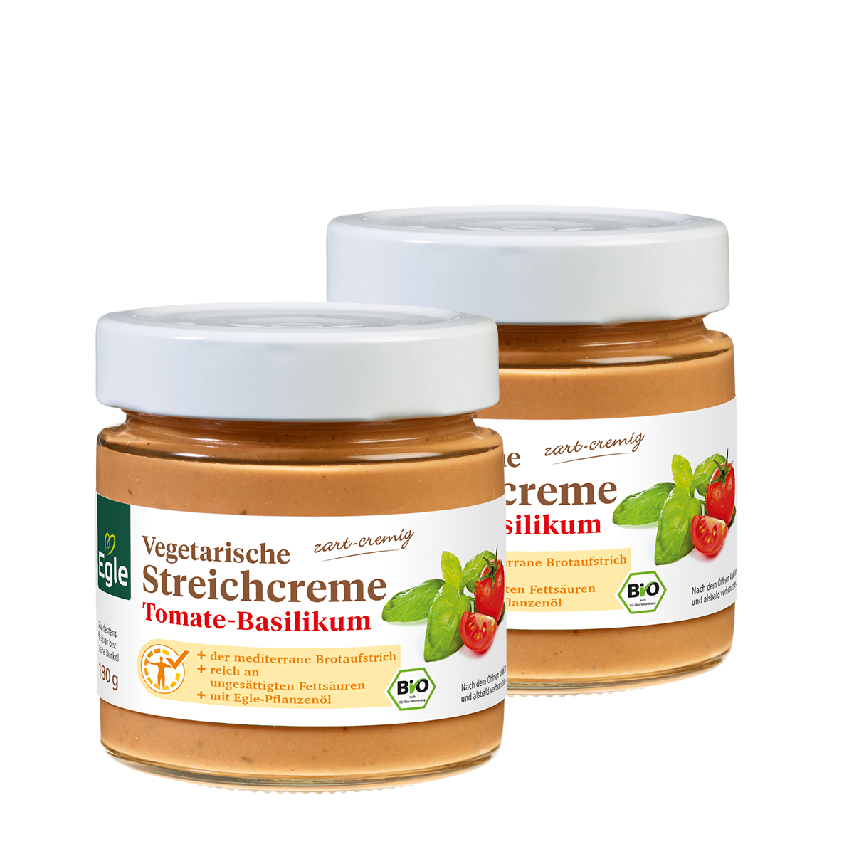 BIO Vegetarische Streichcreme Tomate-Basilikum, 2 x 180 g