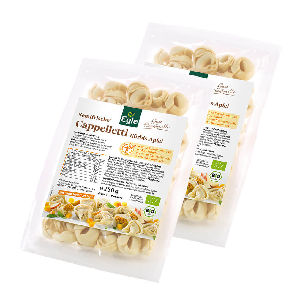 Bio Cappelletti Kürbis-Apfel, 2 x 250 g