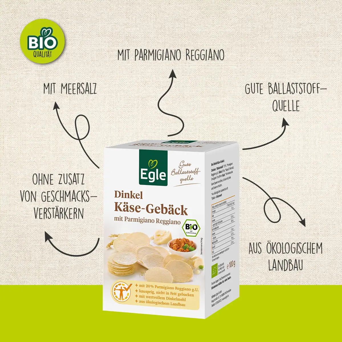 BIO Dinkel-Käse-Gebäck, 2 x 100 g