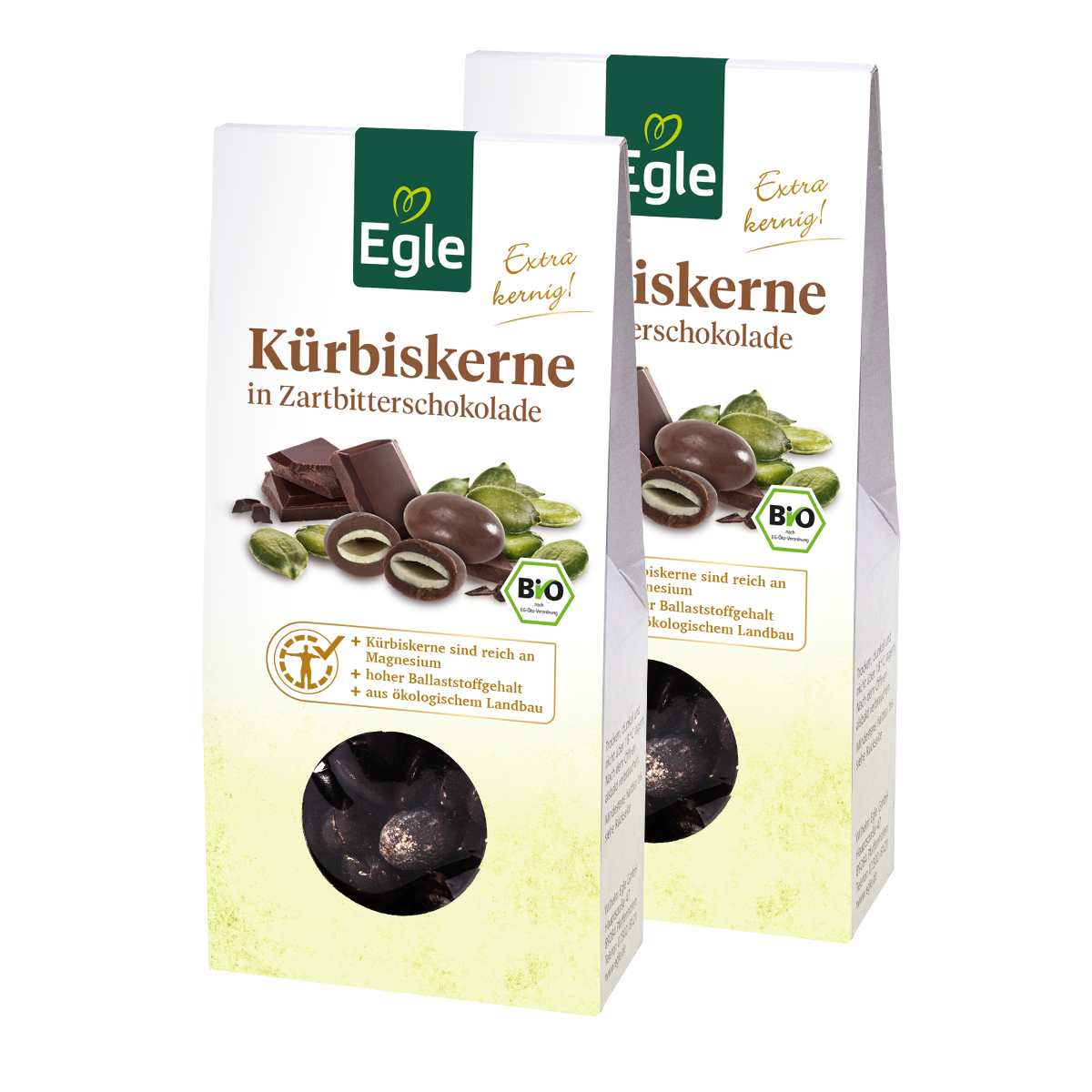 BIO Kürbiskerne in Zartbitterschokolade, 2 x 90 g