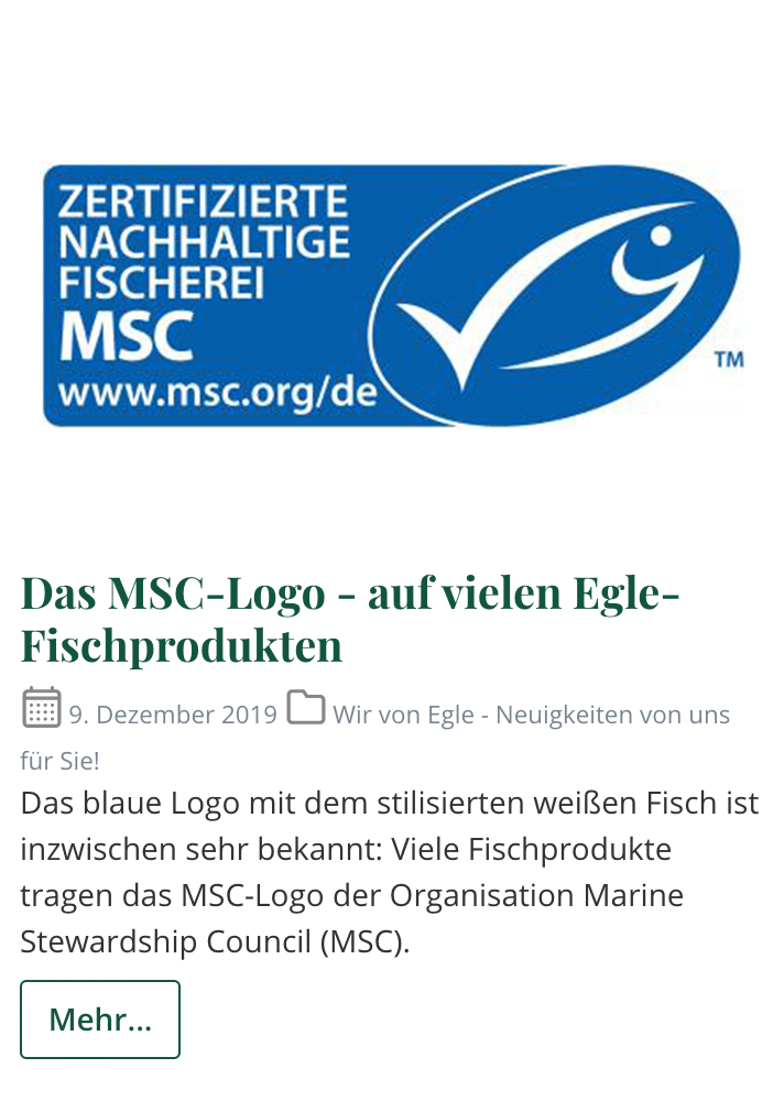 Das MSC-Logo – auf vielen Egle-Fischprodukten