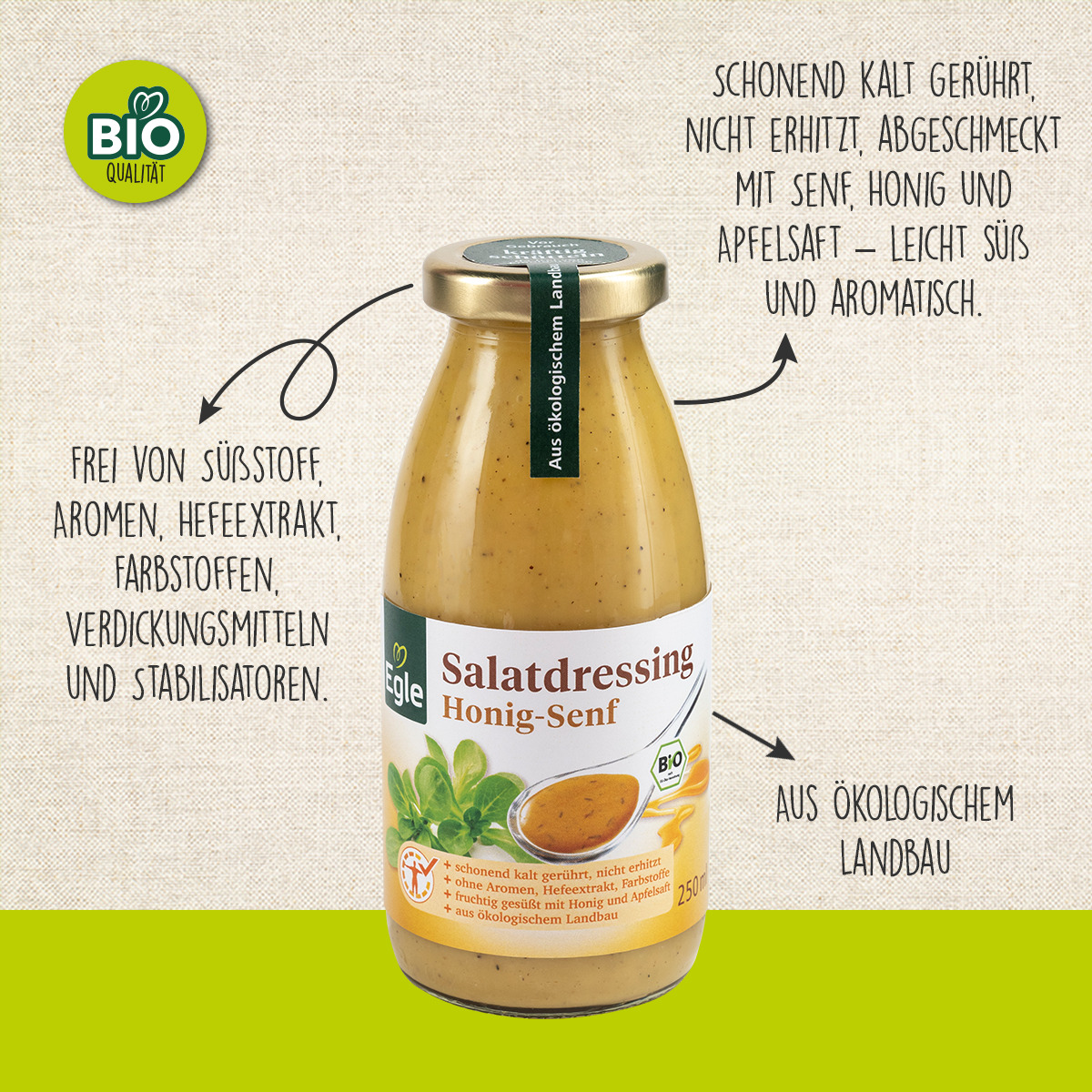 BIO Salatdressing Honig-Senf, 2 x 250 ml