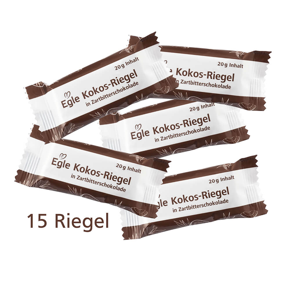 Bio Kokos-Riegel in Zartbitterschokolade, 15 x 20 g