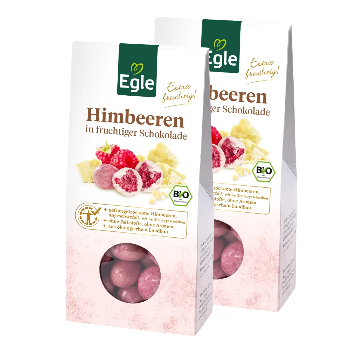 BIO Himbeeren in fruchtiger Schokolade, 2 x 90 g