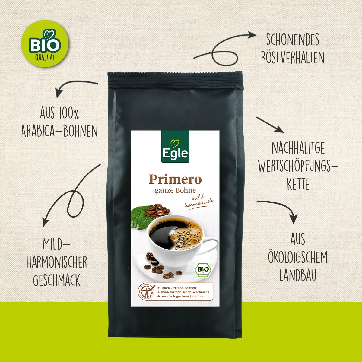 BIO Kaffee "Primero" ganze Bohne, 250 g