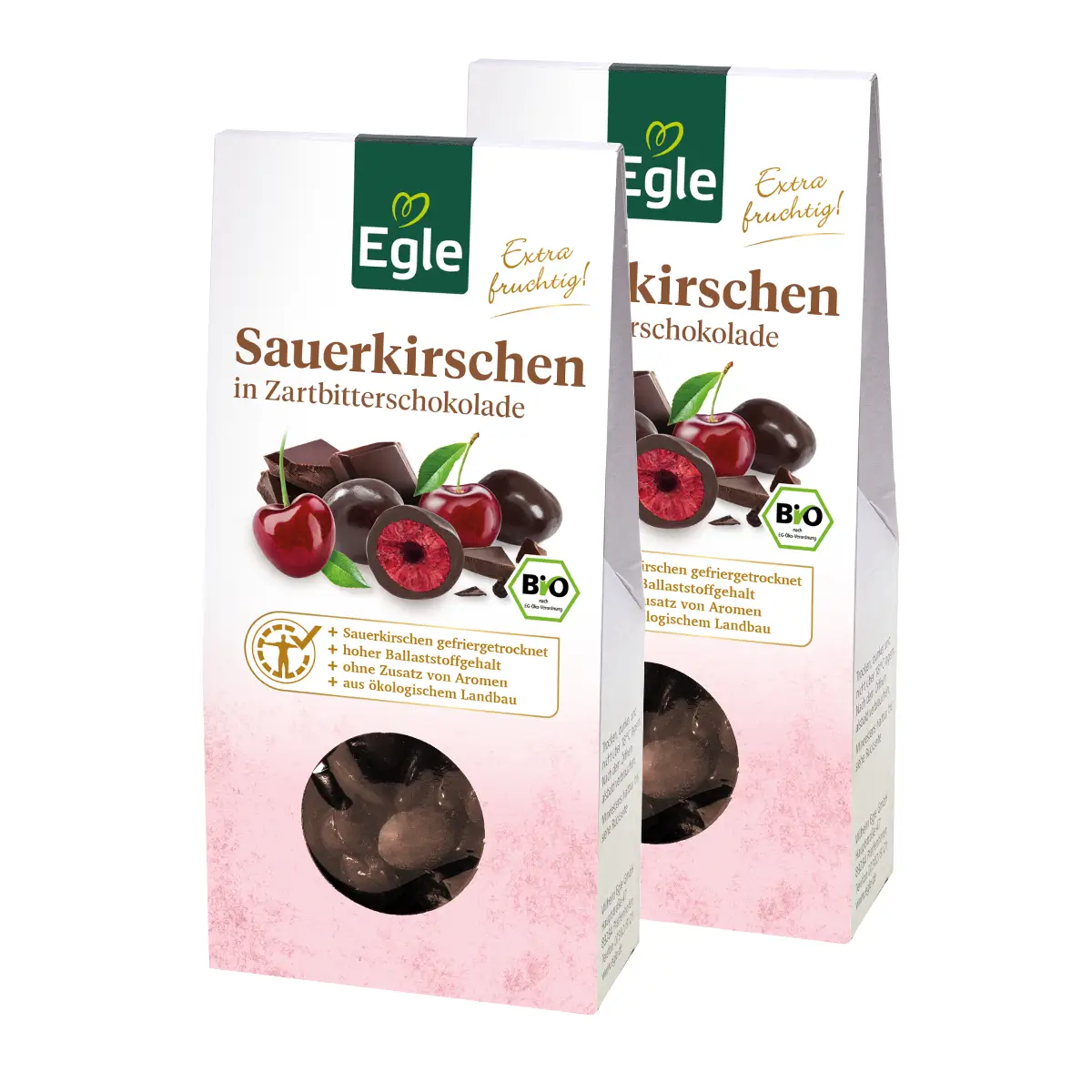 Bio Sauerkirschen in Zartbitter-Schokolade, 2 x 90 g