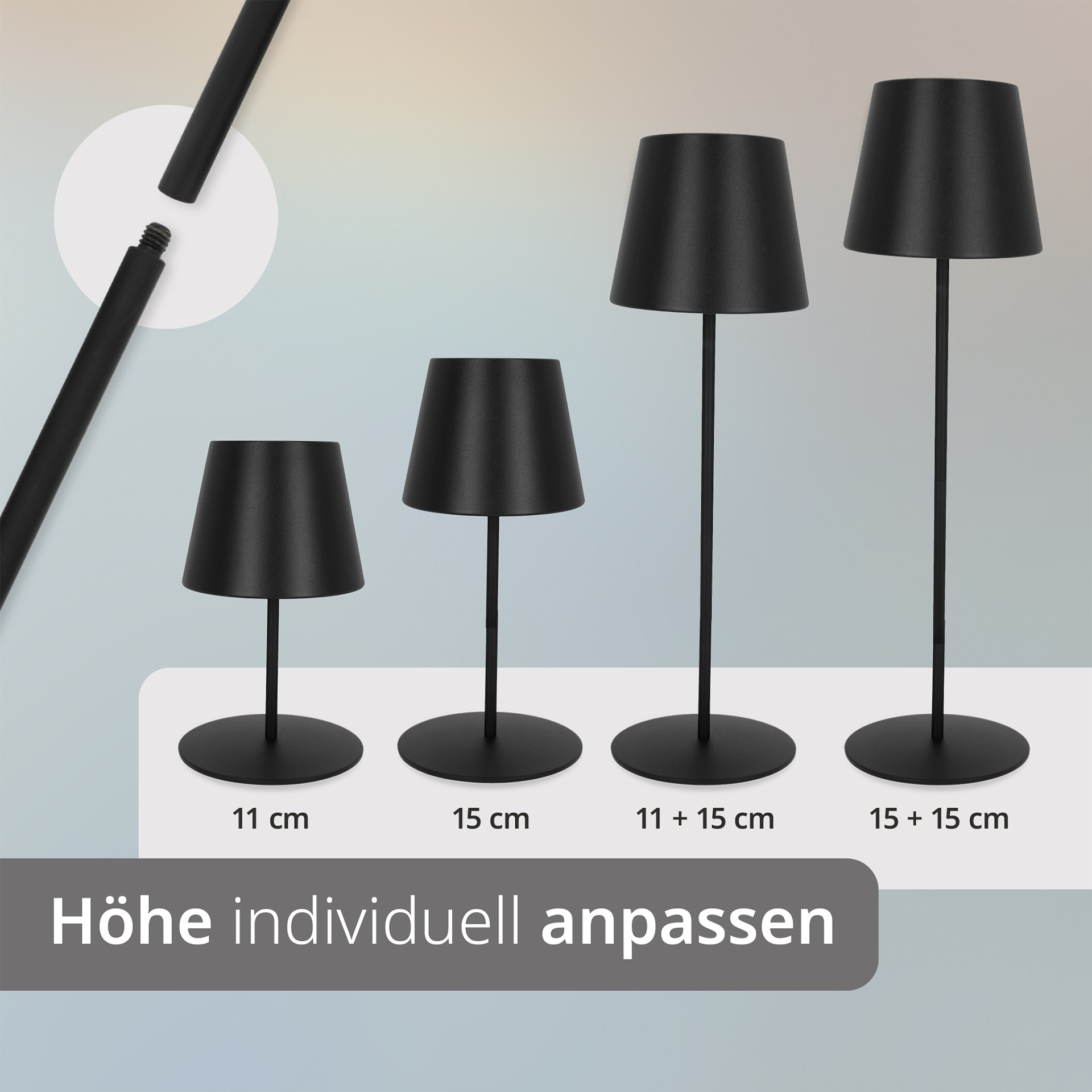 LED-Akku-Tischleuchte mit USB-Ladekabel