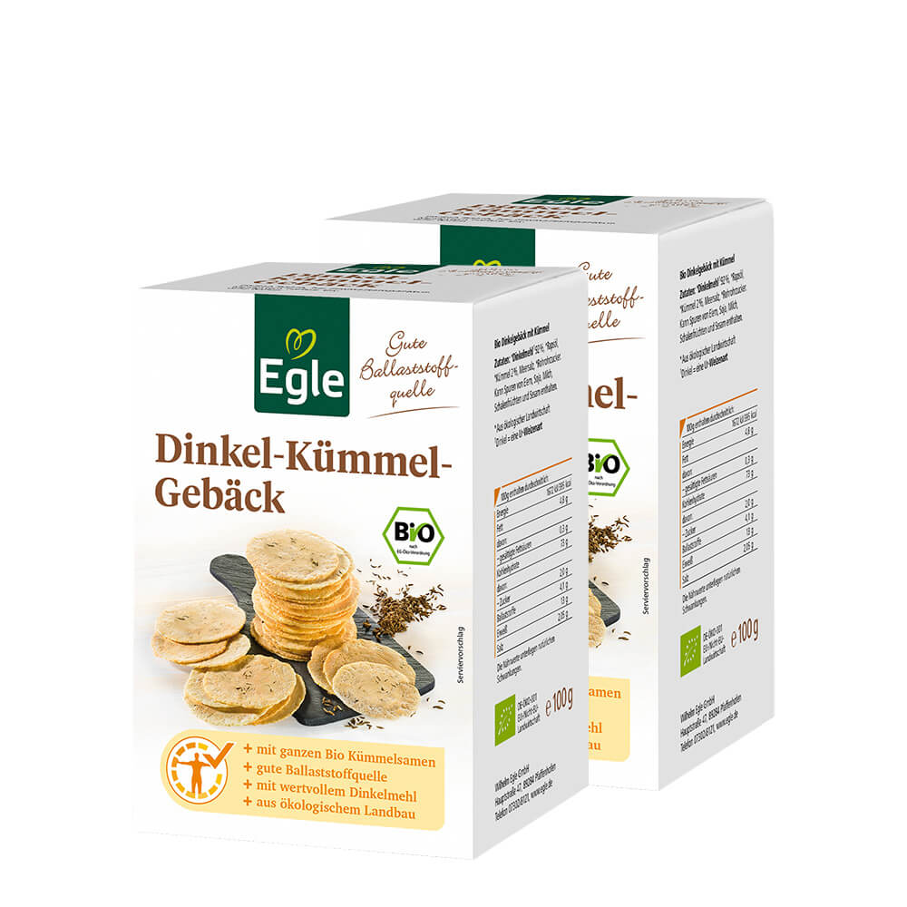 Bio Dinkel-Kümmel-Gebäck, 2 x 100 g