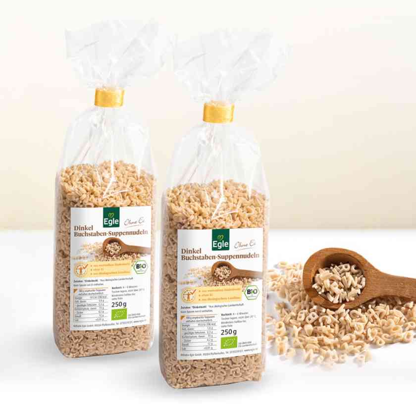BIO Dinkel-Buchstaben-Suppennudeln, 2 x 250 g