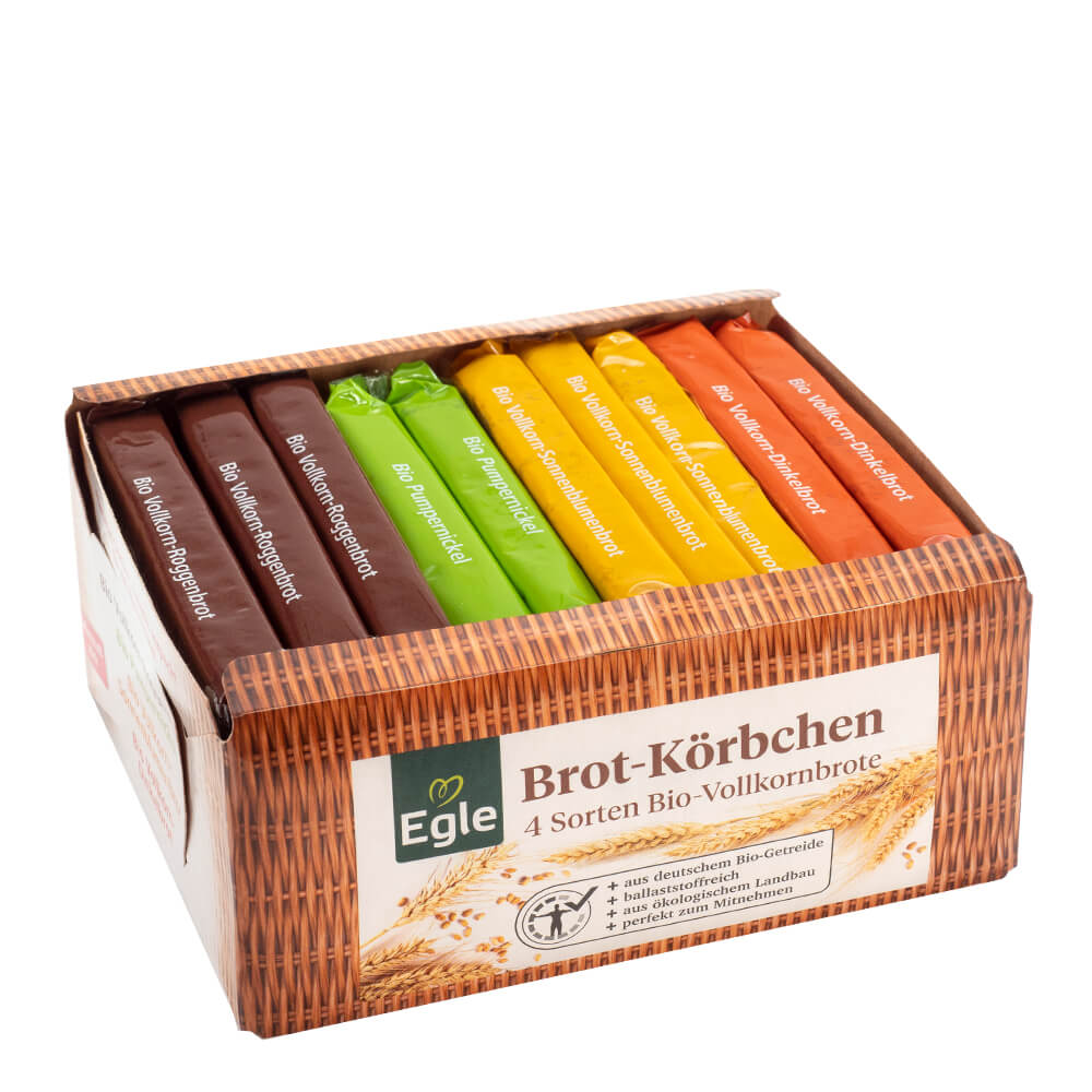 Bio Brotkörbchen mit 4 Vollkorn-Brotsorten, 500 g - Neukunden-Aktion