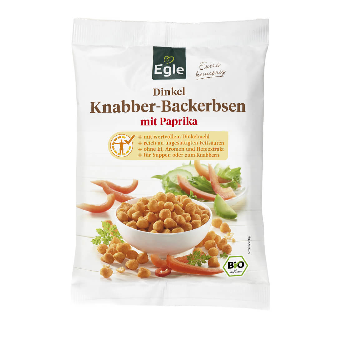 Bio Dinkel Knabber-Backerbsen mit Paprika, 100 g - Kostprobe