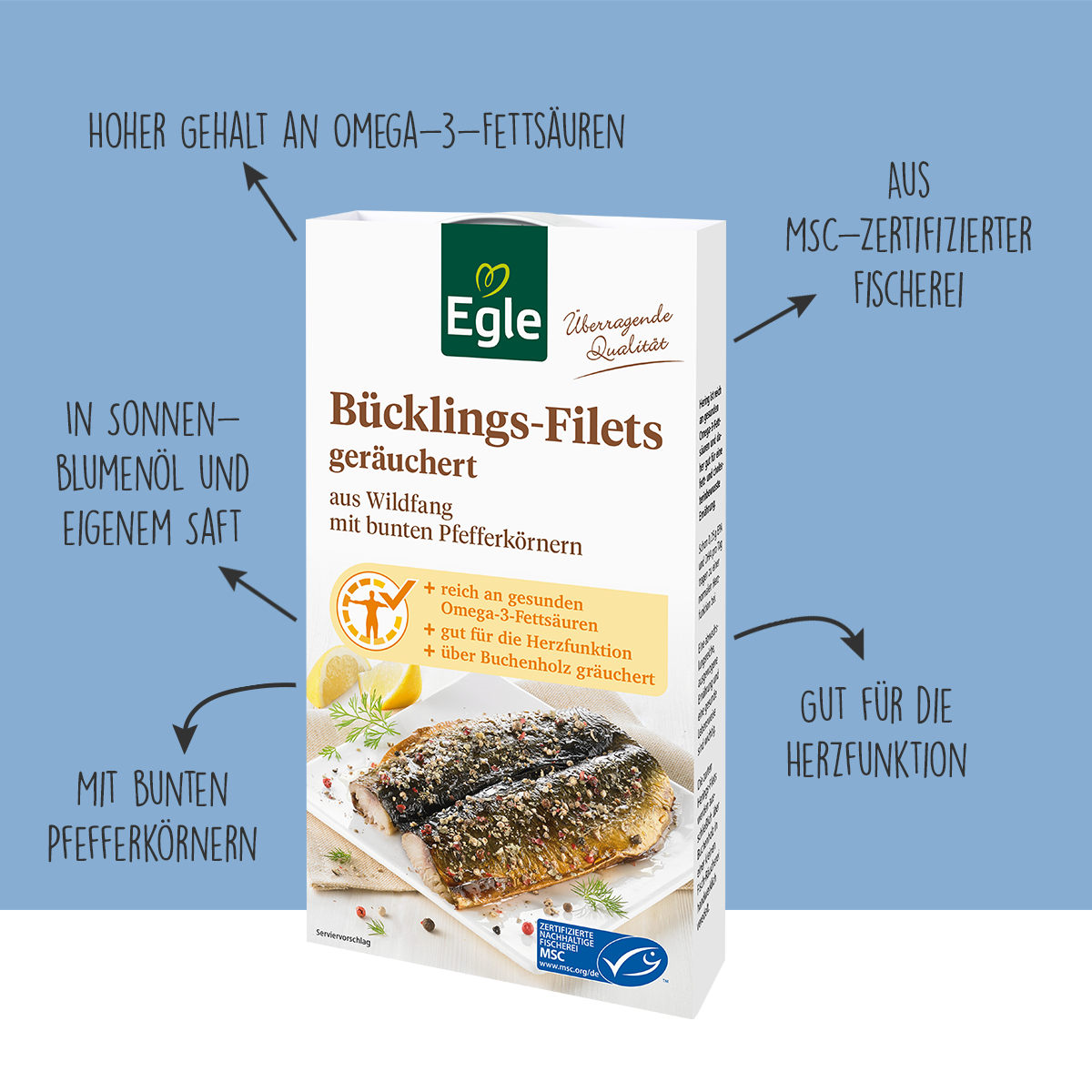 Bücklingsfilets geräuchert, 2 x 190 g