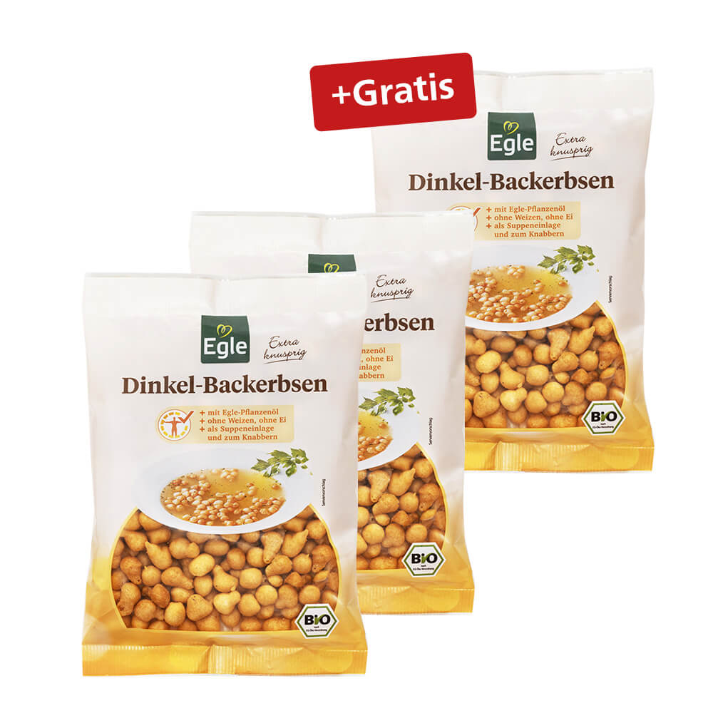 Bio Dinkel-Backerbsen, 3 für 2 Neukunden-Aktion