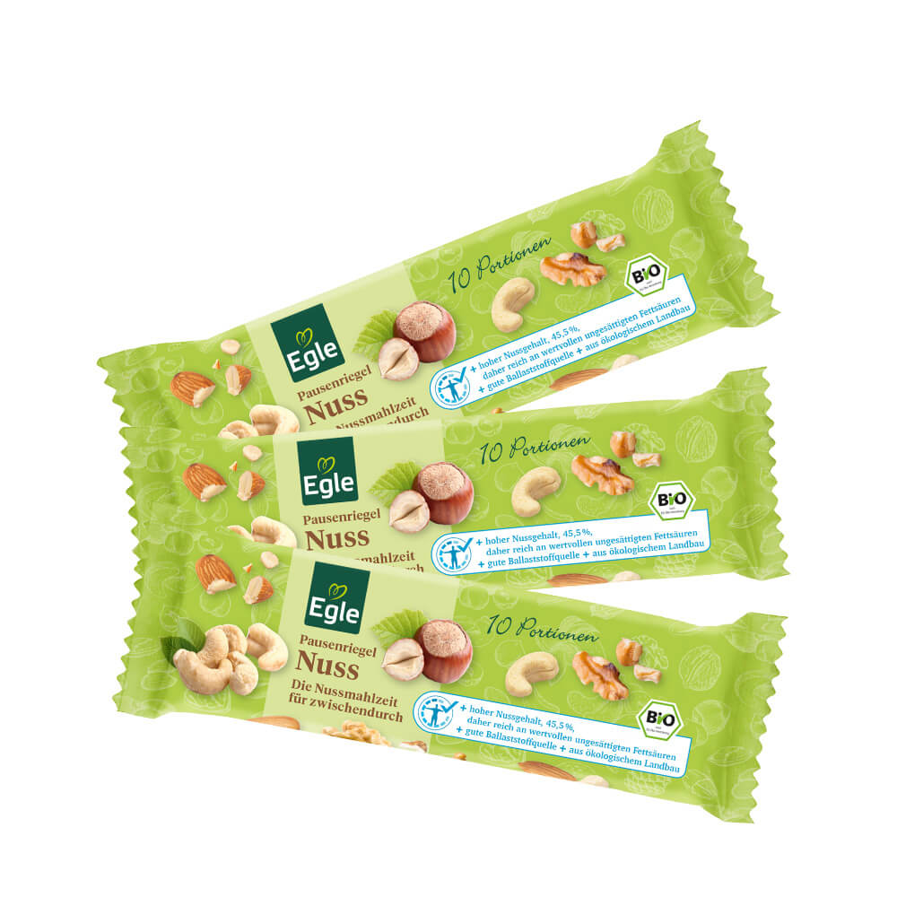 Bio Pausenriegel Nuss, 3 x 60 g