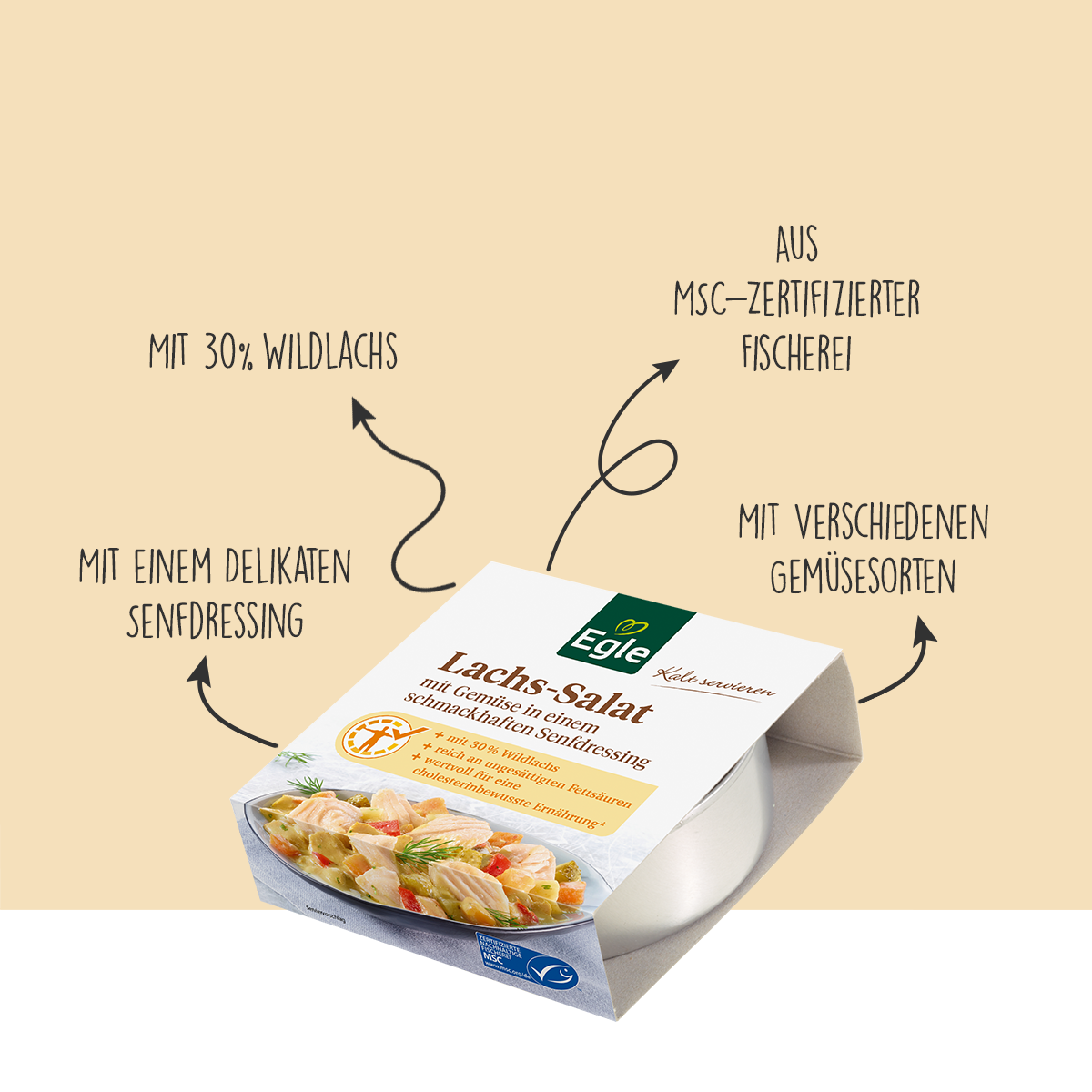 Lachssalat mit Gemüse in Senfdressing, 2 x 190 g