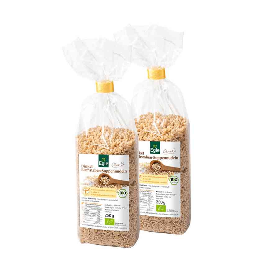 BIO Dinkel-Buchstaben-Suppennudeln, 2 x 250 g