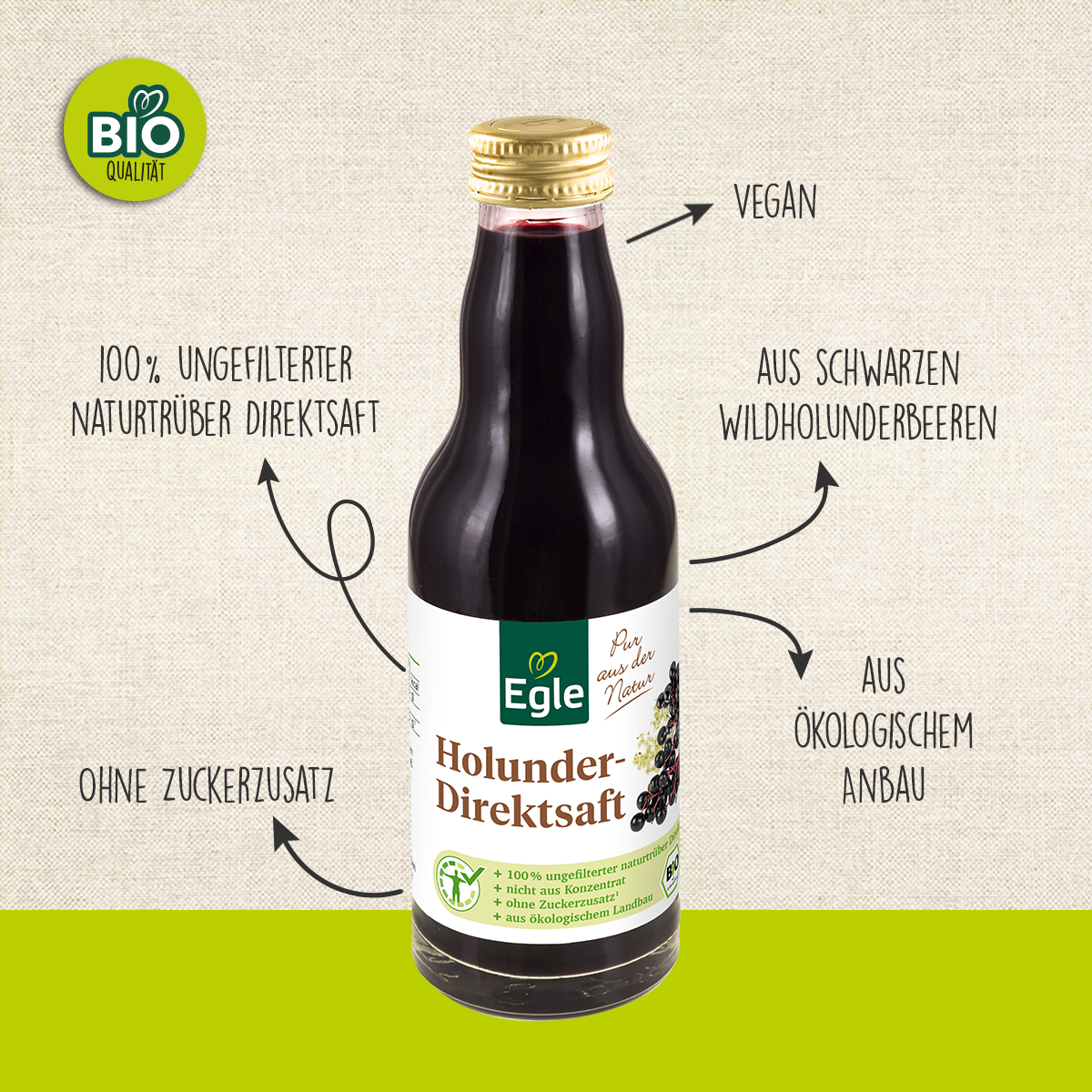 BIO Holunder-Direktsaft, 3 x 200 ml