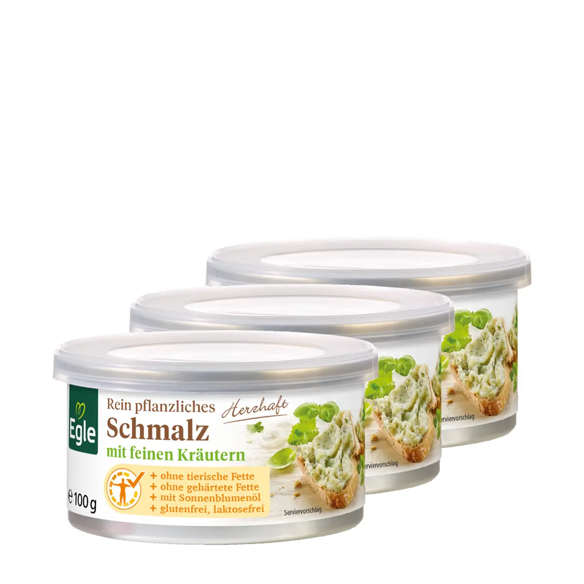 Pflanzliches Bio Schmalz mit Kräutern, 3 x 100 g