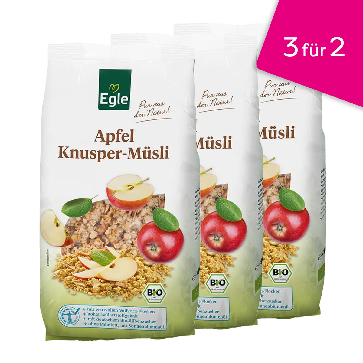 Bio Apfel-Knusper-Müsli, 3 für 2