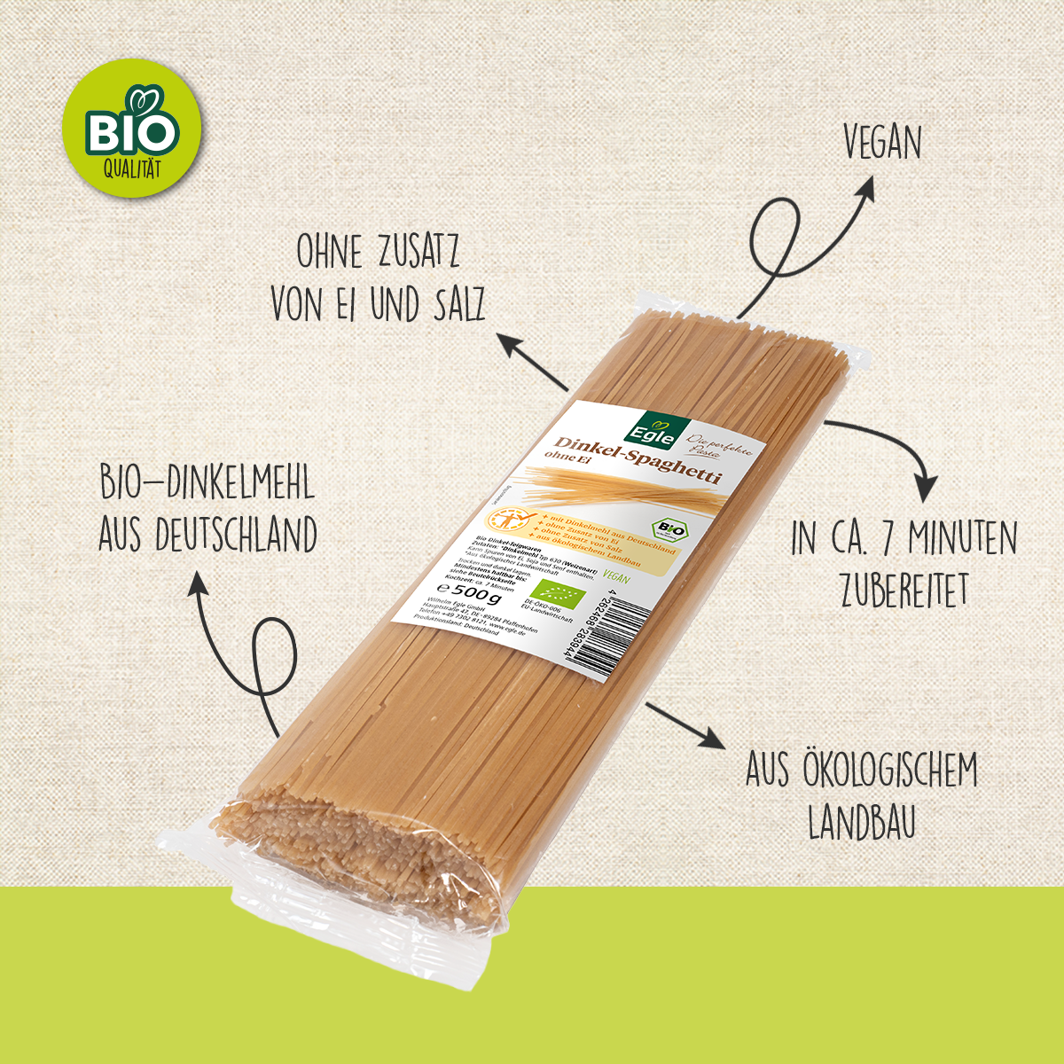 BIO Dinkel-Spaghetti, 500 g