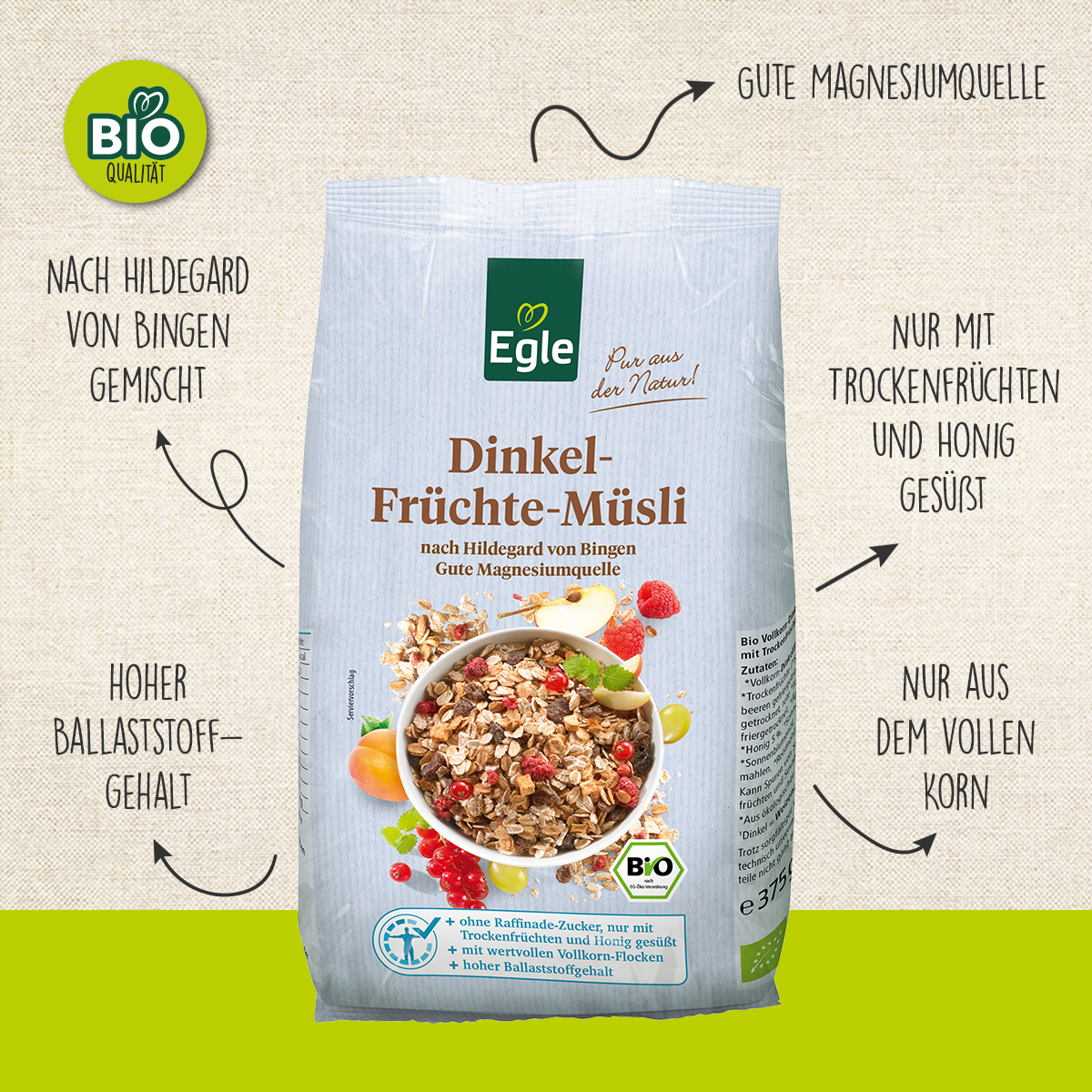 BIO Dinkel-Früchte-Müsli, 375 g