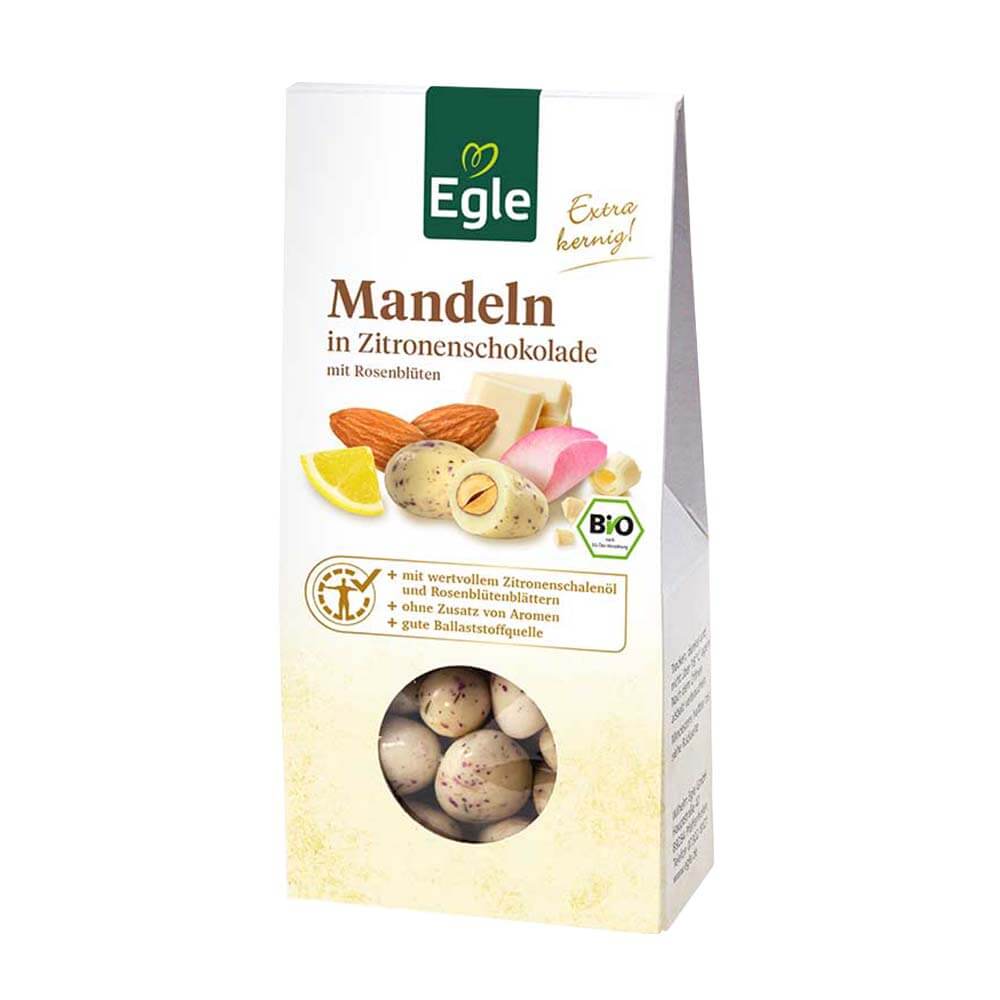Bio Mandeln in Zitronenschokolade, 90 g