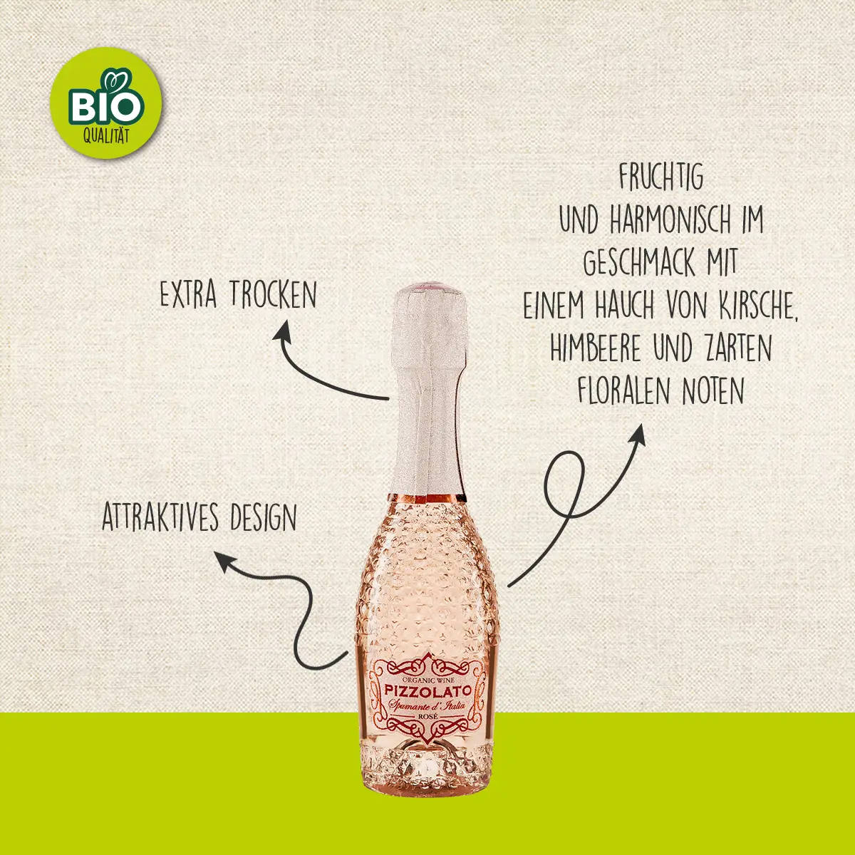 BIO Piccolo Rosé Spumante Pizzolato, 3 x 0,2 l