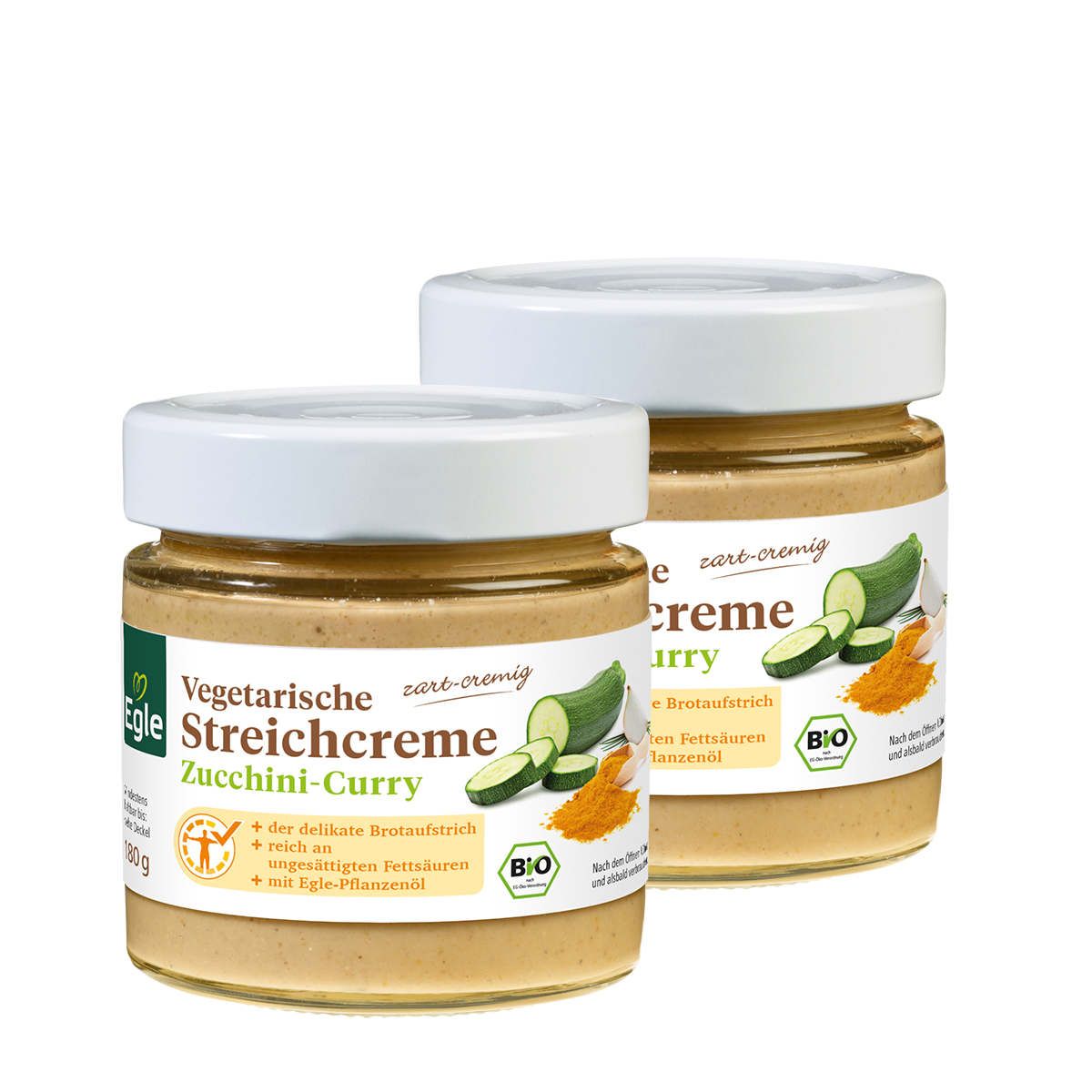 BIO Vegetarische Streichcreme Zucchini-Curry, 2 x 180 g
