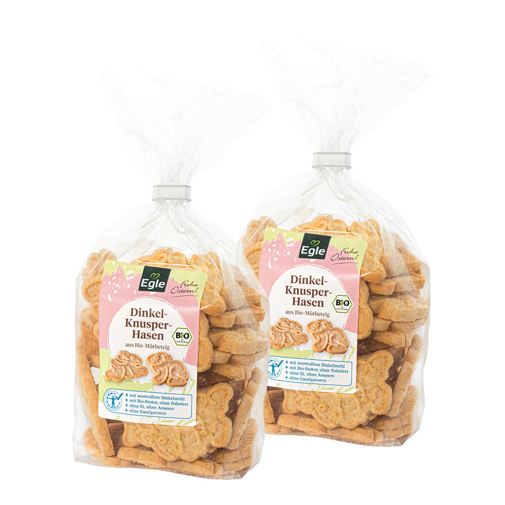 BIO Dinkel-Knusper-Hasen, 2 x 200 g