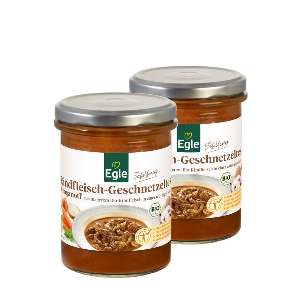 Bio Rinder-Geschnetzeltes Stroganoff 2 x 370 g – Doppelpack Bio Rinder-Geschnetzeltes Stroganoff 2 x 370 g – Doppelpack