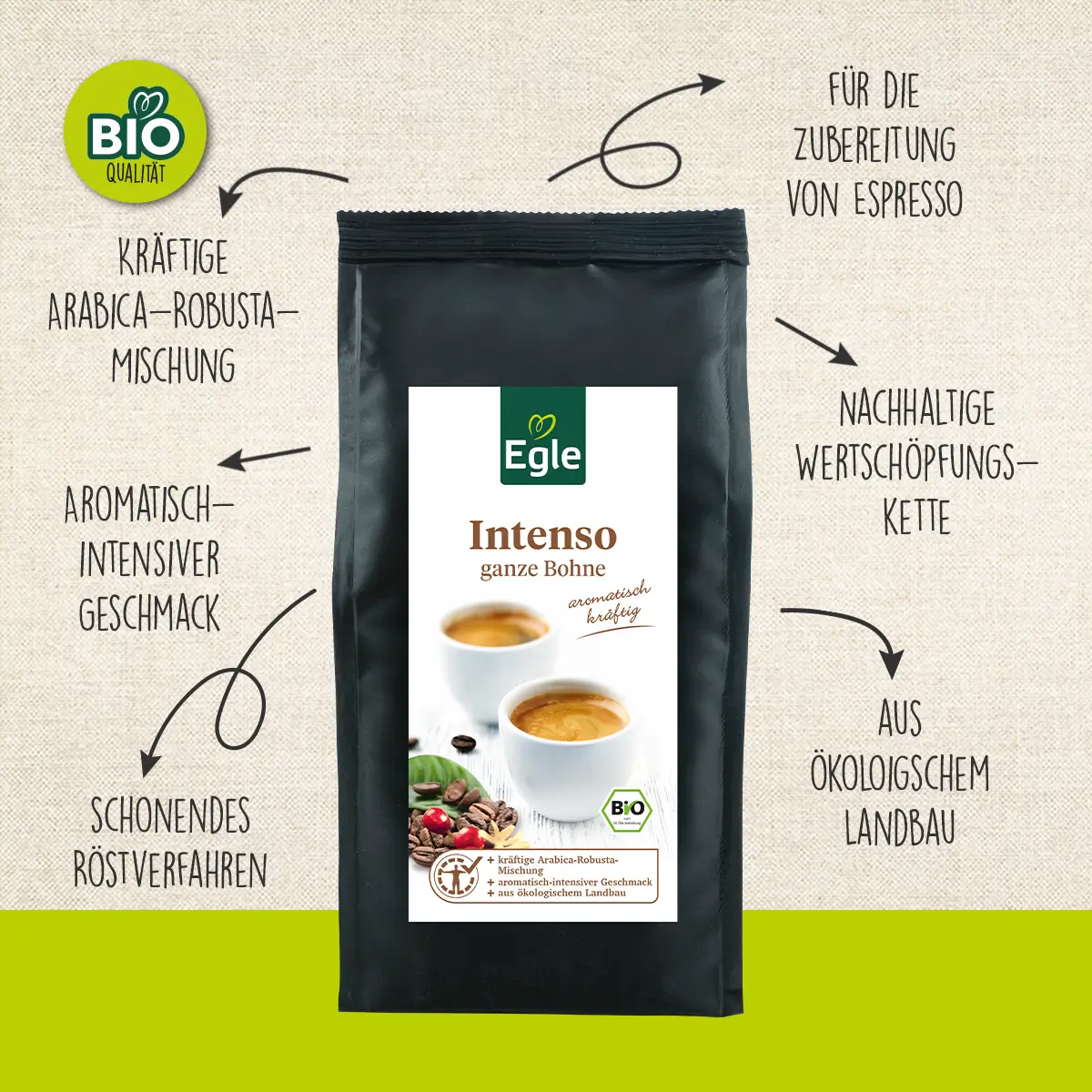 Bio Espresso "Intenso" ganze Bohne, 250 g