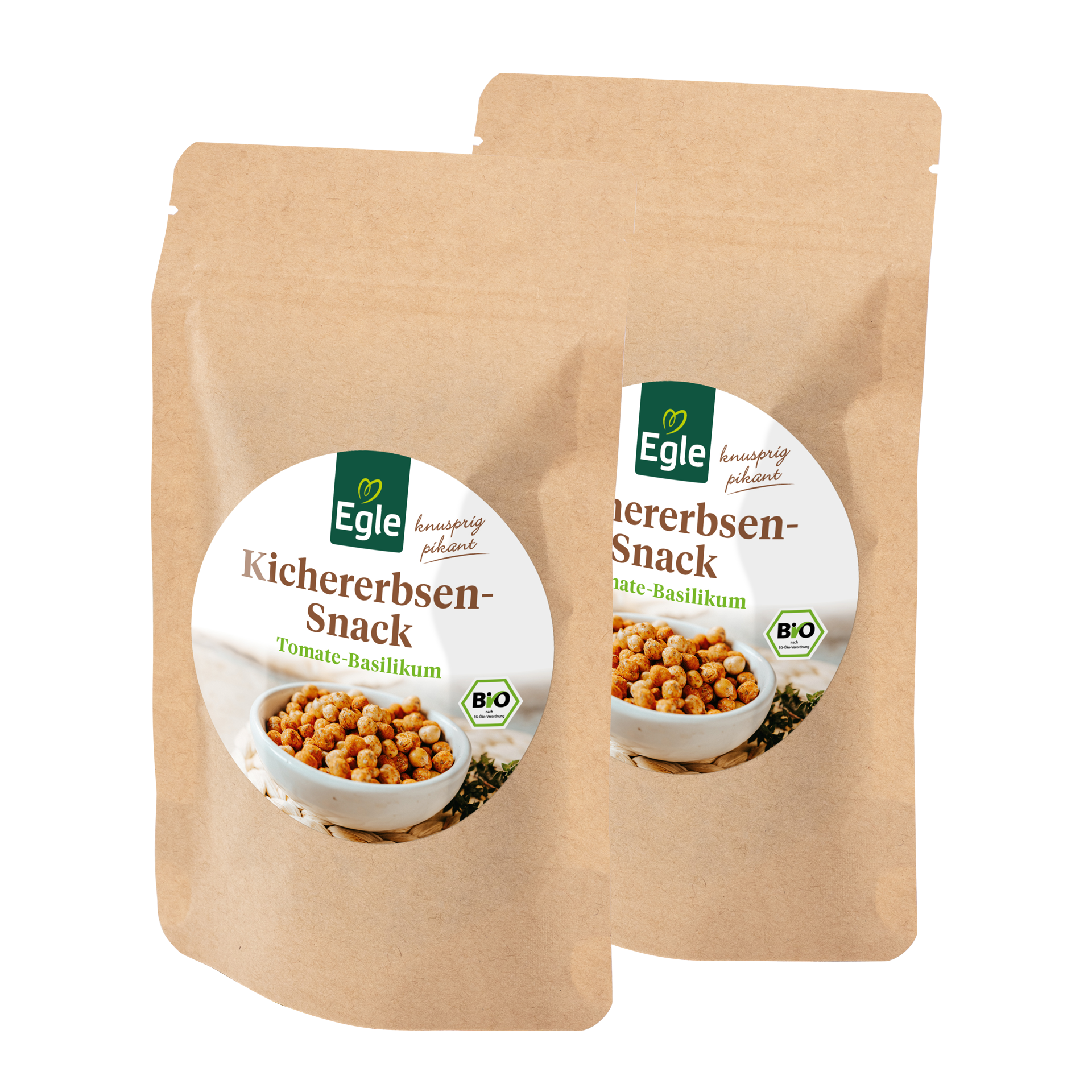 Bio Kichererbsen-Snack Tomate-Basilikum, 2 x 90 g