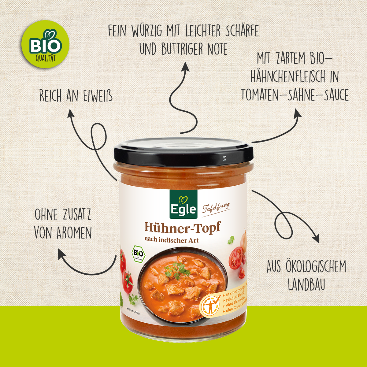 BIO Hühner-Topf nach indischer Art, 390 g