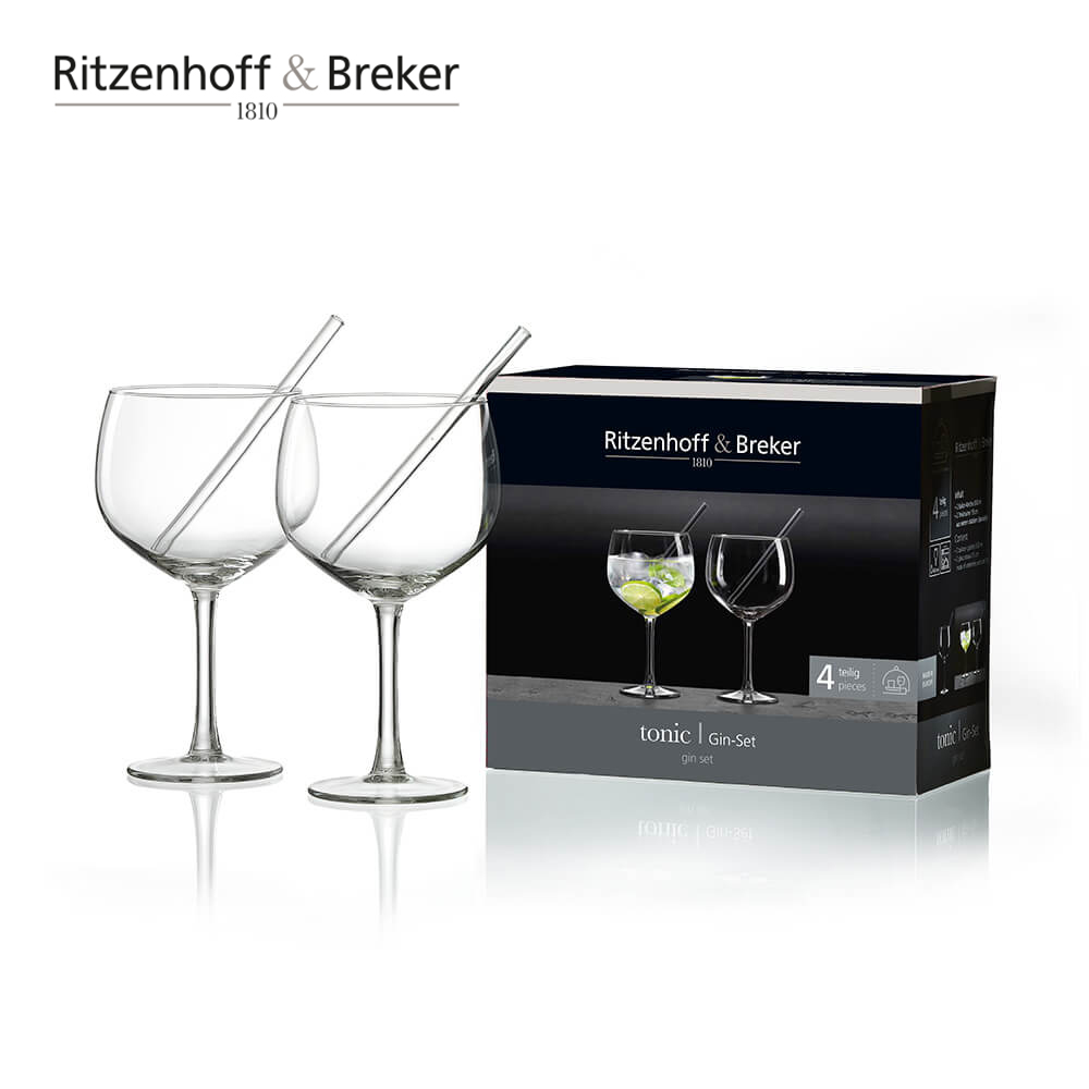Ritzenhoff & Breker - 2er-Set Gin-Gläser mit Trinkhalmen Tonic