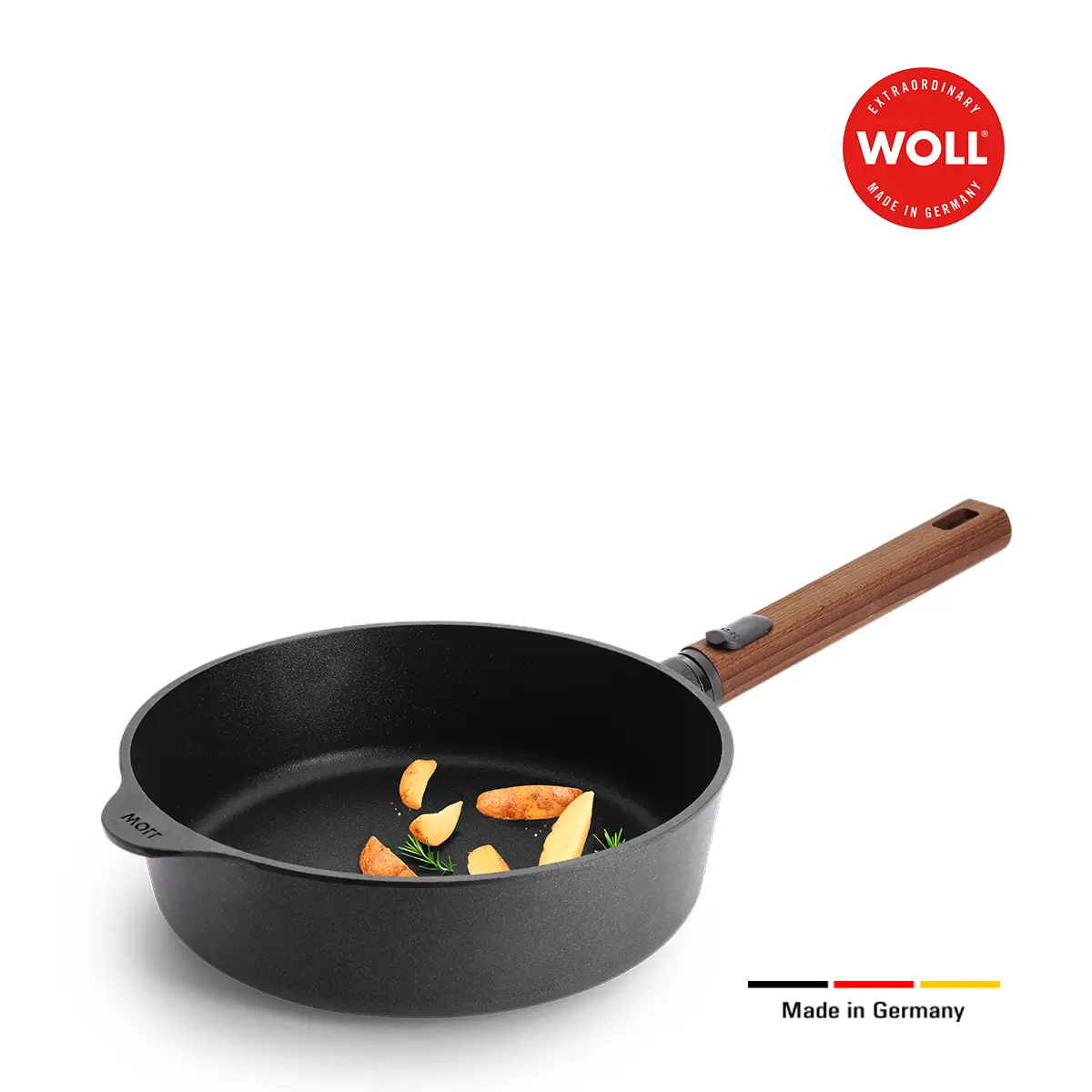 Hochrand-Pfanne mit Holzgriff