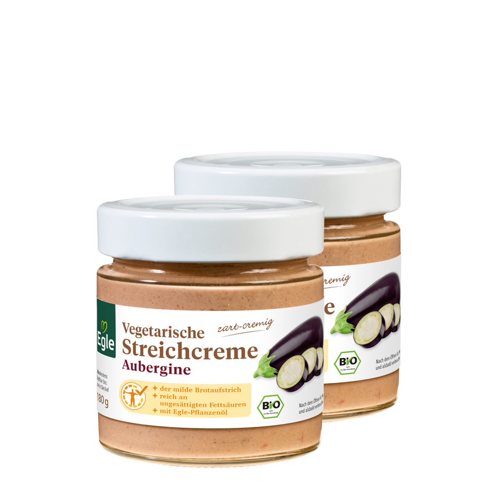 Vegetarische Streichcreme Aubergine 2 x 180 g – zum Aktionspreis Vegetarische Streichcreme Aubergine 2 x 180 g – zum Aktionspreis