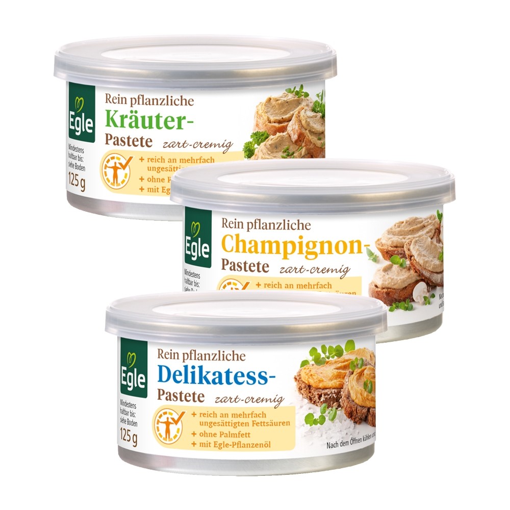 Pflanzliche Pasteten-Paket, 3 x 125 g - Probierpaket