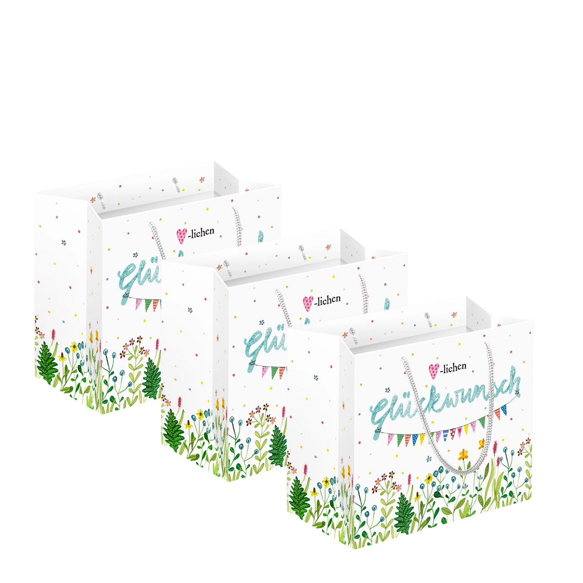 Geschenktüten Herzlichen Glückwunsch 3er-Set