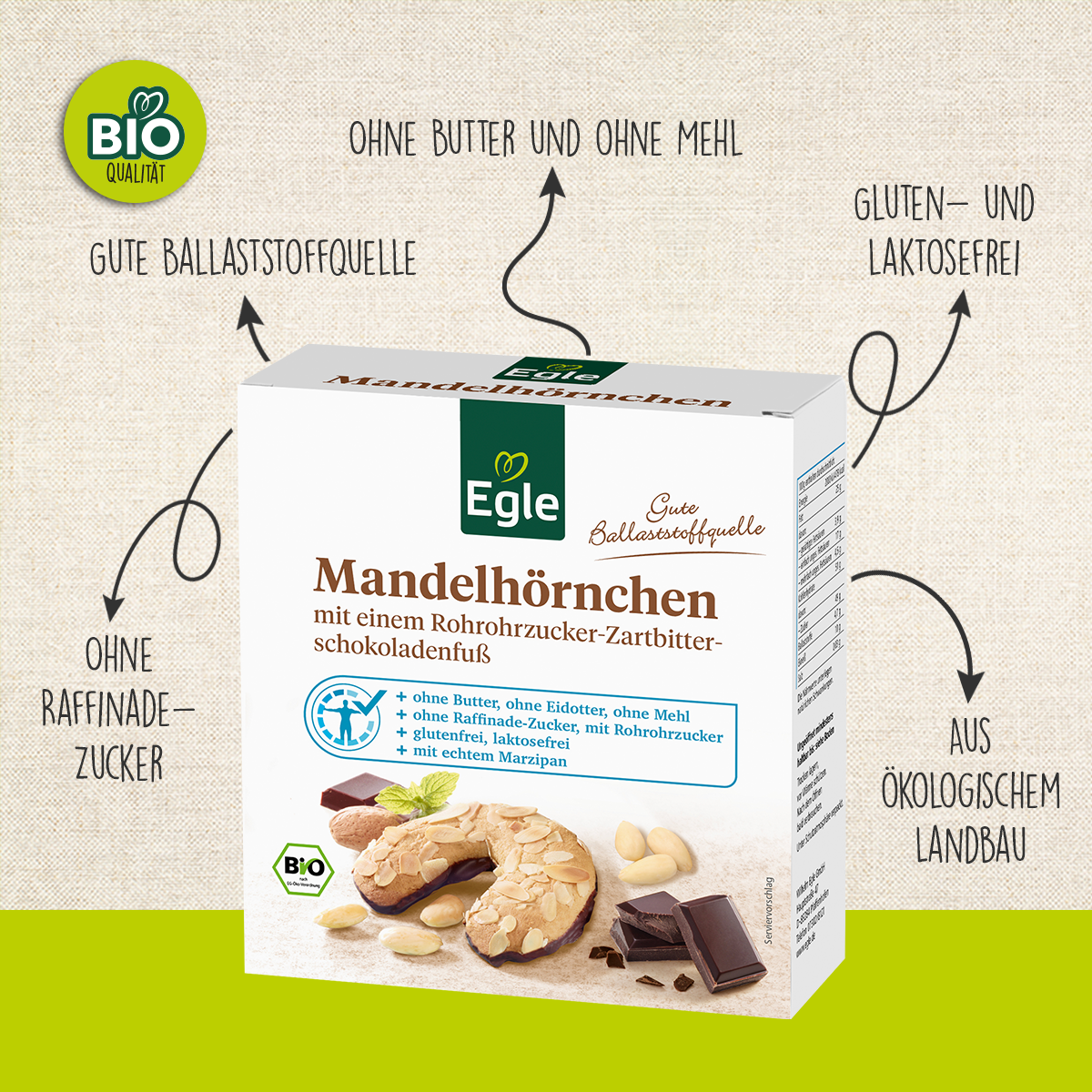 BIO Mandelhörnchen, 4 x 75 g