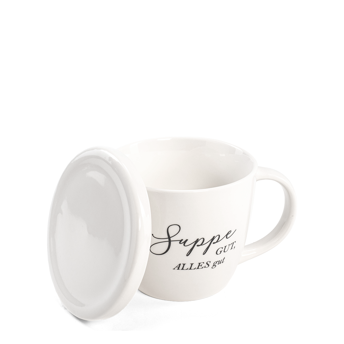 Suppentasse 460 ml mit Deckel "Suppe gut alles gut"