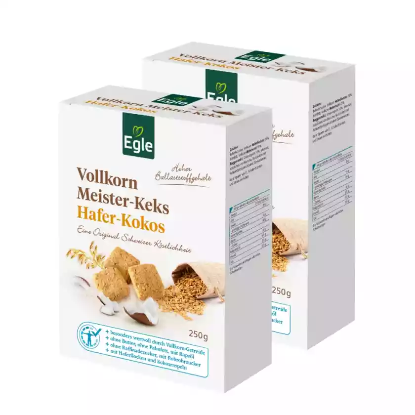 Vollkorn-Meisterkeks Hafer-Kokos, 2 x 250 g